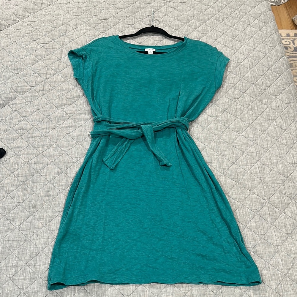 J. Crew Green Tie Front Sundress with Dolman Sleeves
